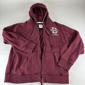 Old Navy Mens XL Maroon Basic Issue Distressed MB-550 Full Zip‎ Hoodie VTG Heavy